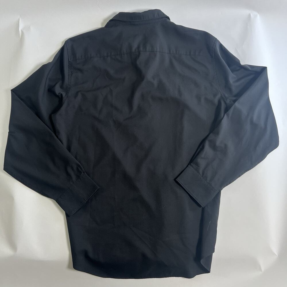 Perry Ellis Men's Black Solid Woven Stretch Button-Up Shirt Long Sleeve L - Picture 5 of 9